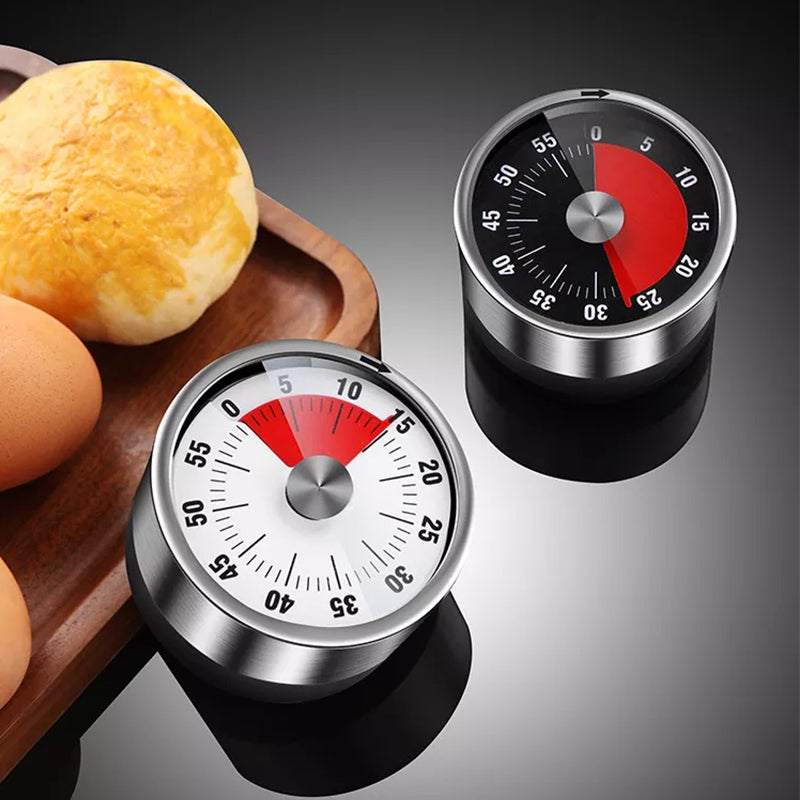 Magnetic Mechanical Kitchen Timer 59-Minute Manual Timer with Red Dial and Metal Case