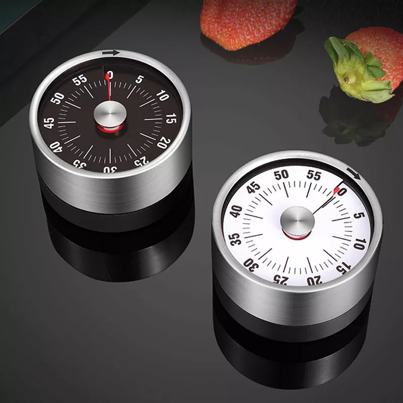 Magnetic Mechanical Kitchen Timer 59-Minute Manual Timer with Red Dial and Metal Case