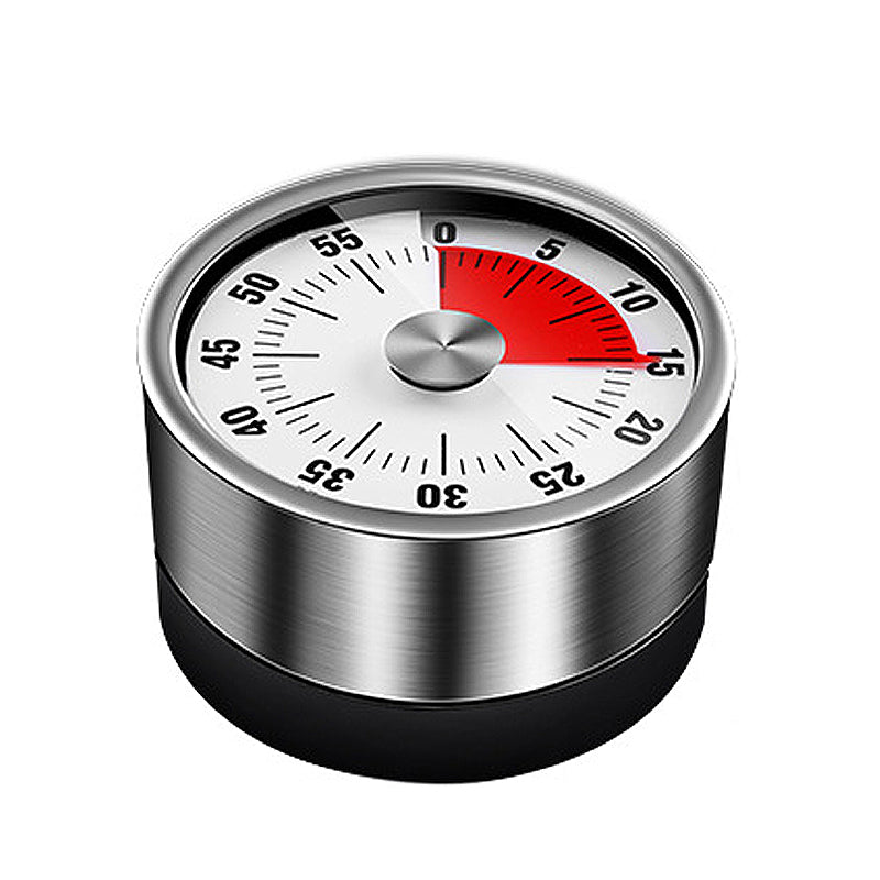 Magnetic Mechanical Kitchen Timer 59-Minute Manual Timer with Red Dial and Metal Case