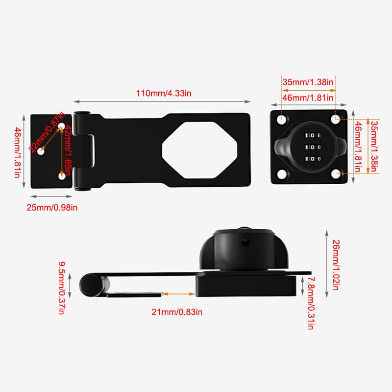Household Cabinet Password Lock Zinc Alloy Keyless Combination Lock Rust-Proof Black Silver