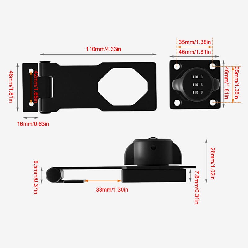 Household Cabinet Password Lock Zinc Alloy Keyless Combination Lock Rust-Proof Black Silver