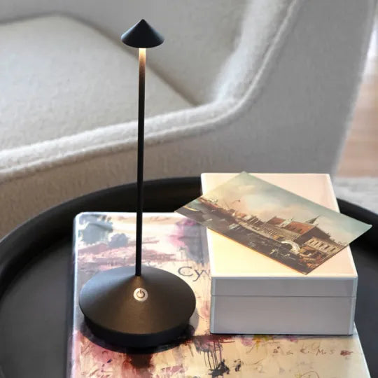 ClarityGlow Wireless LED Table Lamp Dimmable Rechargeable USB Water-Resistant Modern Design