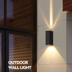Modern Waterproof LED Outdoor Wall Light Aluminum Black Rectangular Hardwired
