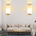 Modern Minimalist Solid Wood and Glass 1-Light Square Wall Sconce Lamp LED Compatible