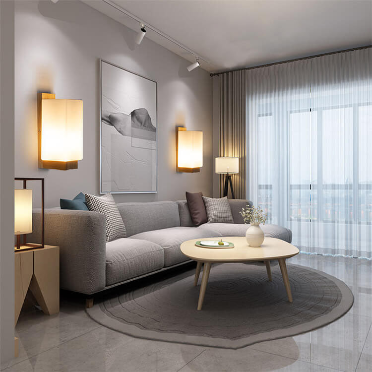 Modern Minimalist Solid Wood and Glass 1-Light Square Wall Sconce Lamp LED Compatible