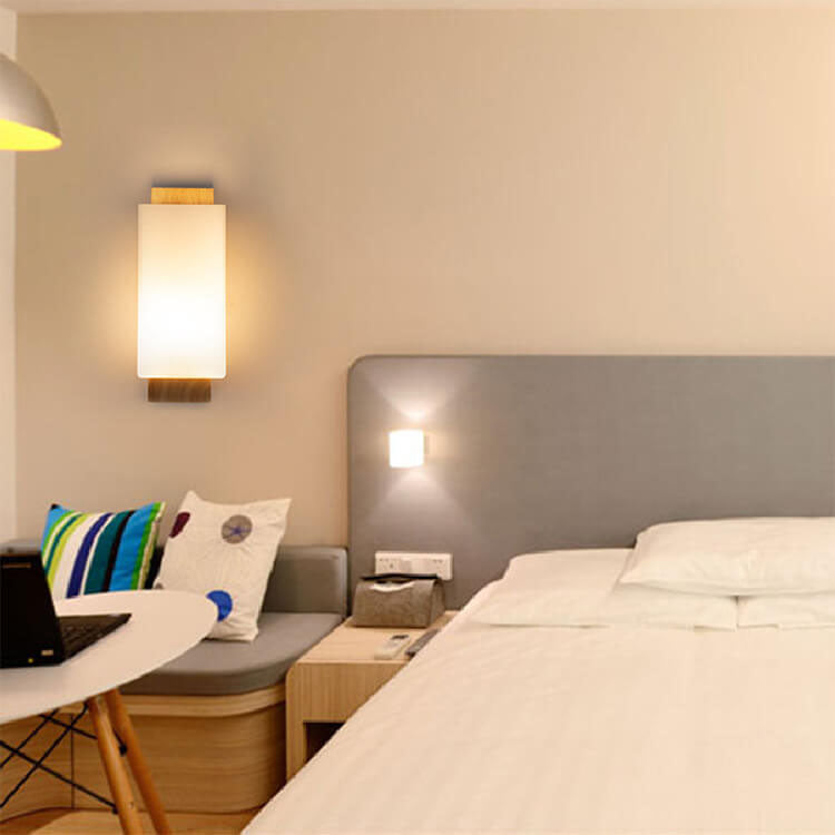 Modern Minimalist Solid Wood and Glass 1-Light Square Wall Sconce Lamp LED Compatible