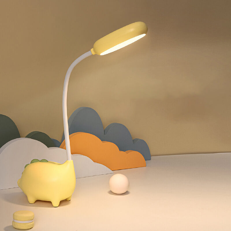 Rechargeable LED Desk Lamp with Cartoon Dinosaur Design Eye Care Table Light 15 Inch Polypropylene