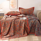 Reversible Cotton Quilt with Petal Flower Pattern Summer Blanket Full Queen King Sizes