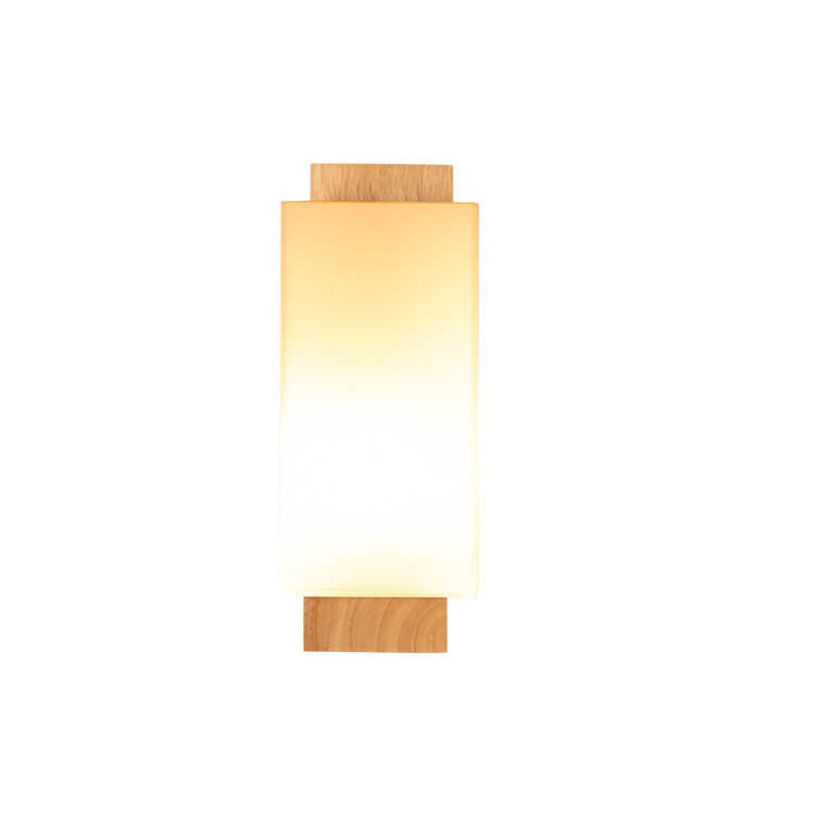 Modern Minimalist Solid Wood and Glass 1-Light Square Wall Sconce Lamp LED Compatible