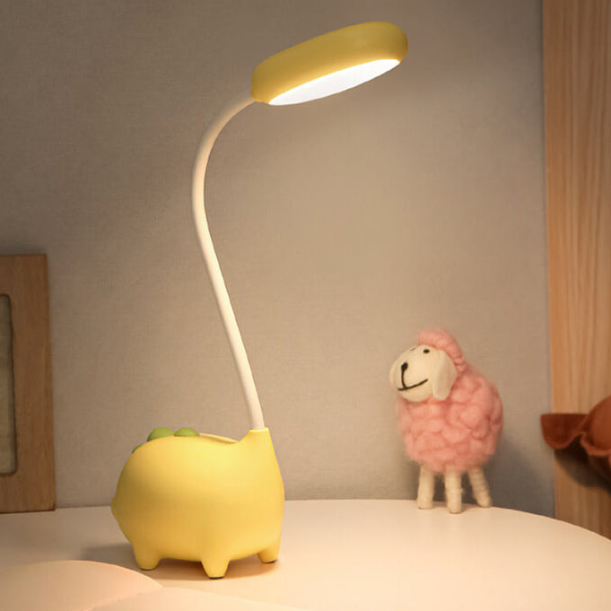 Rechargeable LED Desk Lamp with Cartoon Dinosaur Design Eye Care Table Light 15 Inch Polypropylene