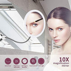 Makeup Mirror with LED Light and Magnification 20cm Flexible Arm Suction Cup