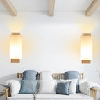 Modern Minimalist Solid Wood and Glass 1-Light Square Wall Sconce Lamp LED Compatible