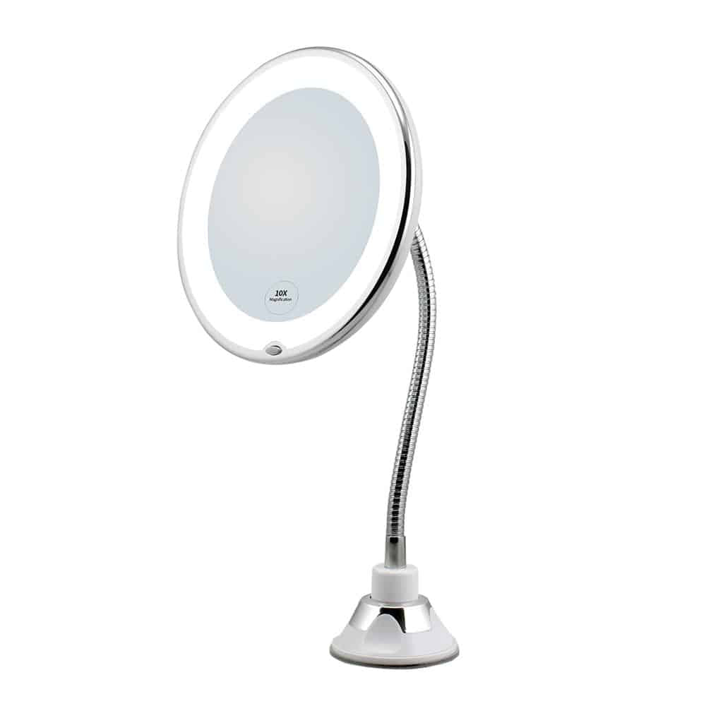 Makeup Mirror with LED Light and Magnification 20cm Flexible Arm Suction Cup