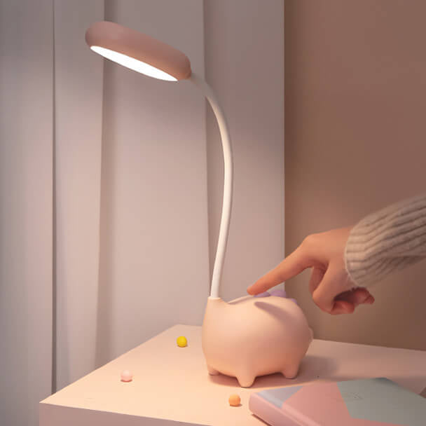 Rechargeable LED Desk Lamp with Cartoon Dinosaur Design Eye Care Table Light 15 Inch Polypropylene