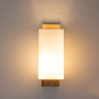 Modern Minimalist Solid Wood and Glass 1-Light Square Wall Sconce Lamp LED Compatible