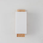 Modern Minimalist Solid Wood and Glass 1-Light Square Wall Sconce Lamp LED Compatible