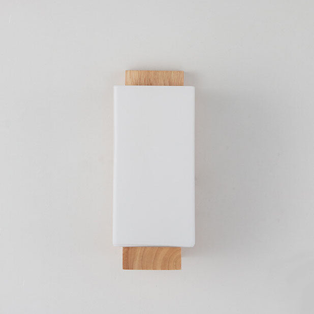 Modern Minimalist Solid Wood and Glass 1-Light Square Wall Sconce Lamp LED Compatible
