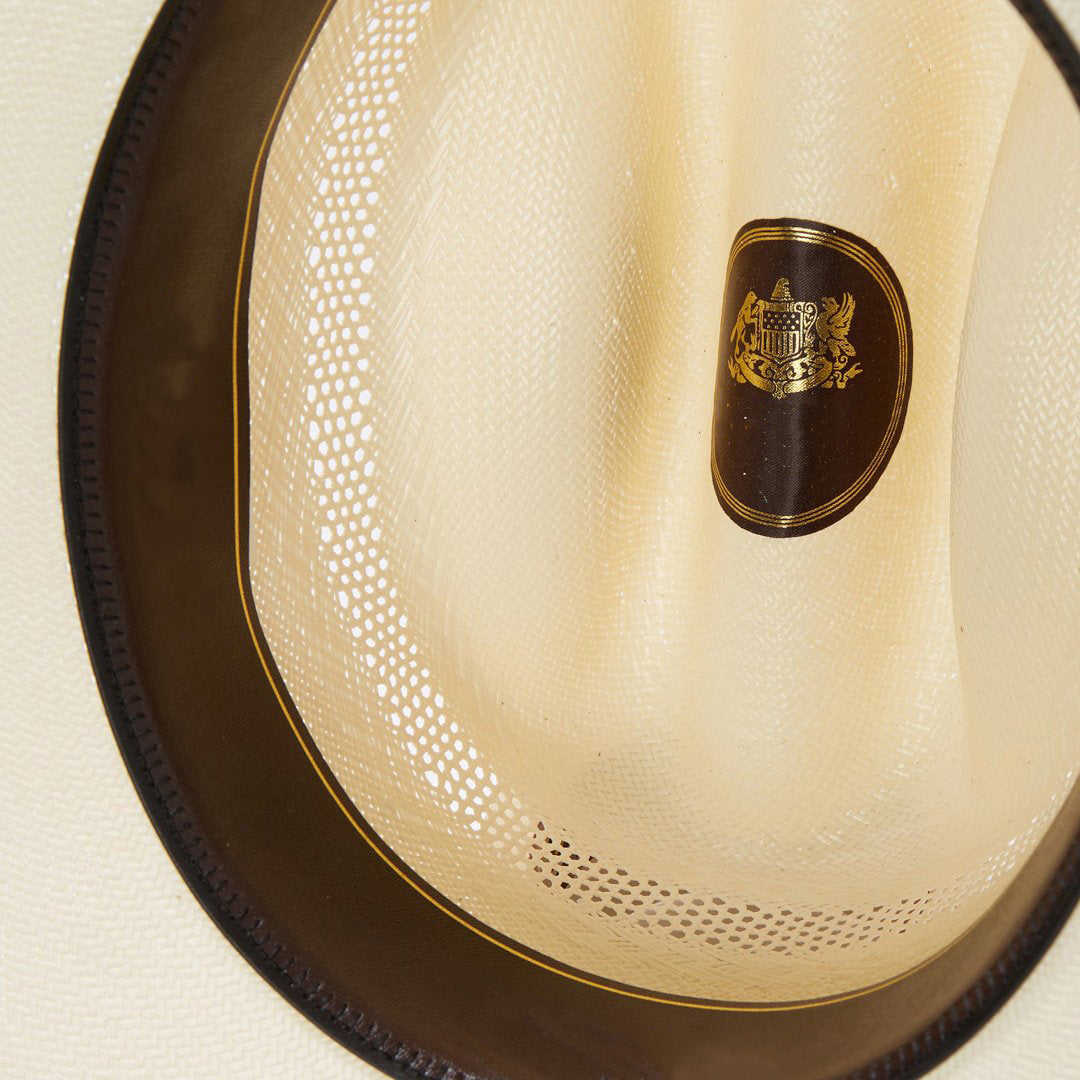 Straw Cowboy Hat Cattleman Crown Ventilated Leather Hatband Silver Gold Accents 4 1/4" Brim 4 1/8" Crown