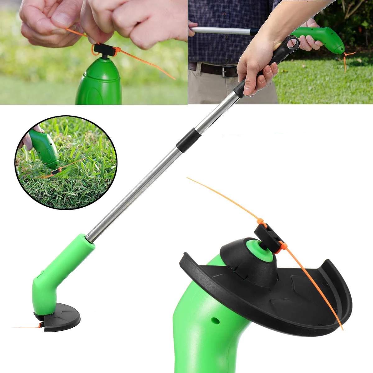 Cordless Grass Cutter Electric Trimmer Lightweight Portable Yard Edger with Extension Pole and Debris Shield