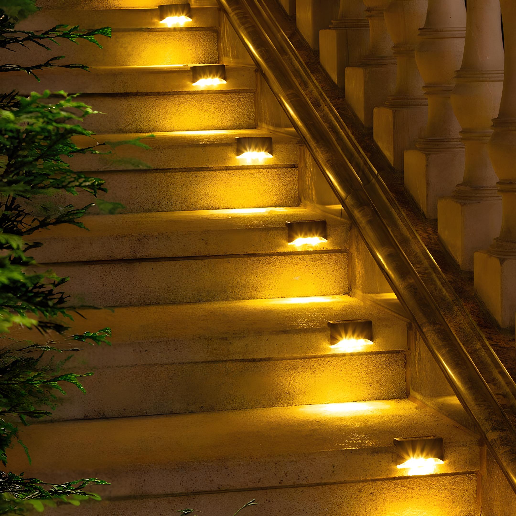 Solar Waterproof LED Step Light Solar-Powered Outdoor Stair Lighting Weather-Resistant