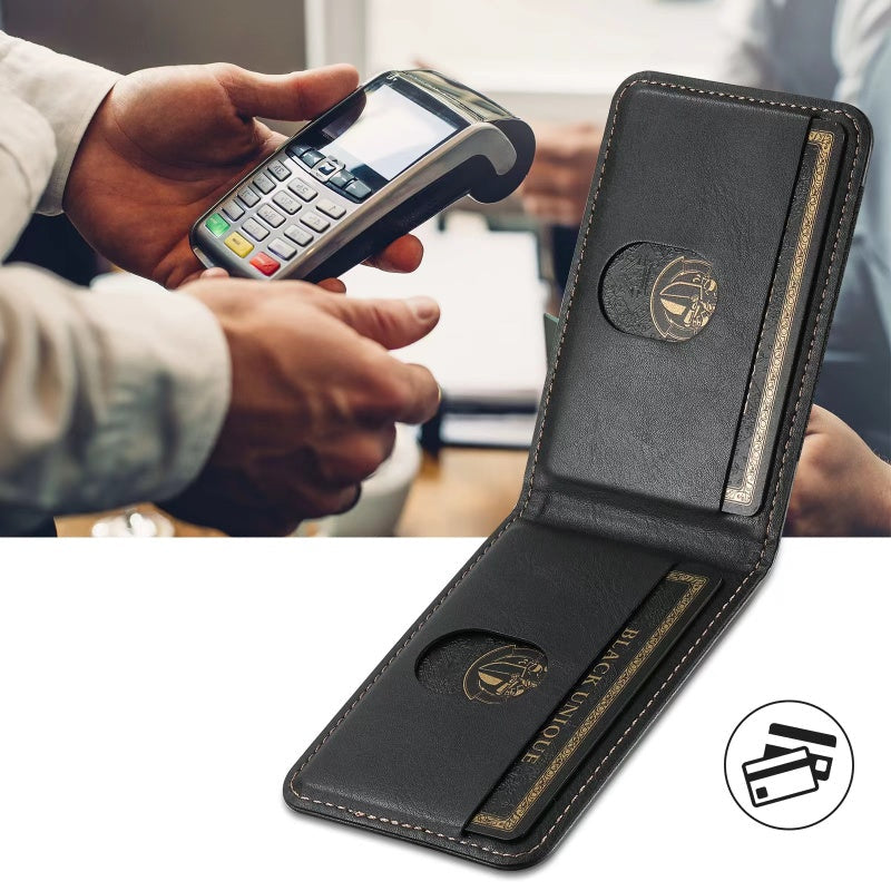 Leather iPhone Case with Card Slot, Stand, and MagSafe Wireless Charging Slim Design