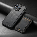 Leather iPhone Case with Card Slot, Stand, and MagSafe Wireless Charging Slim Design