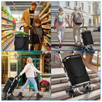 Foldable 40L Shopping Trolley Cart with Removable Bag and Cooling Compartment Black