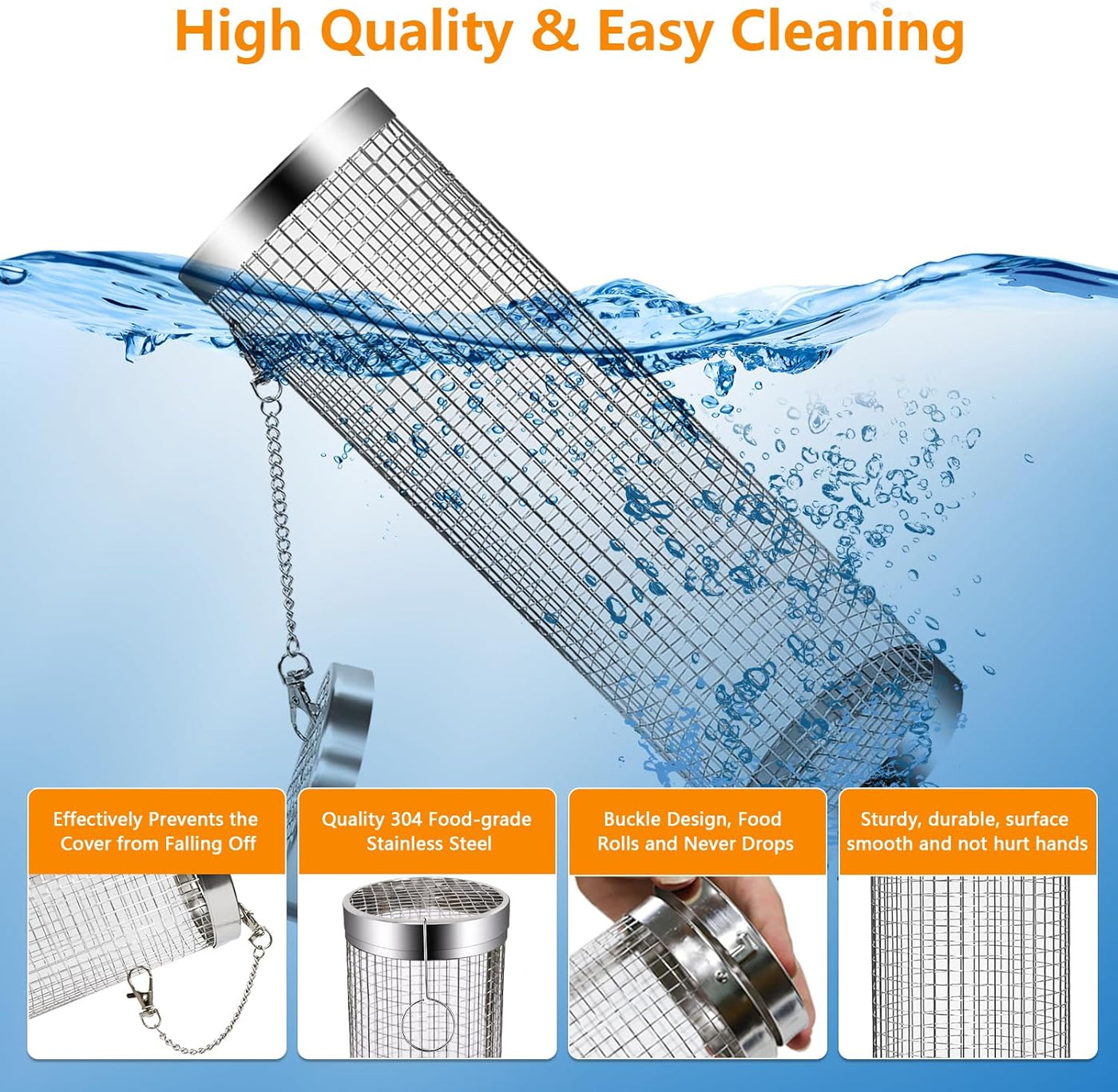 FlameGuard Pro Stainless Steel Grill Basket Double Pack Non-Slip Even Heat Distribution