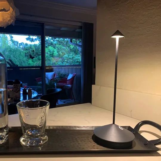 ClarityGlow Wireless LED Table Lamp Dimmable Rechargeable USB Water-Resistant Modern Design