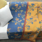 Reversible Jacquard Cotton Quilt Soft Cozy Ginkgo Pattern Two-Sided Design