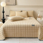 Soft Plush Square-Textured Bedspread Throw Blanket 79x90 Inches Multiple Colors