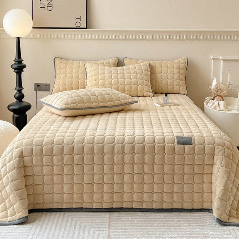 Soft Plush Square-Textured Bedspread Throw Blanket 79x90 Inches Multiple Colors