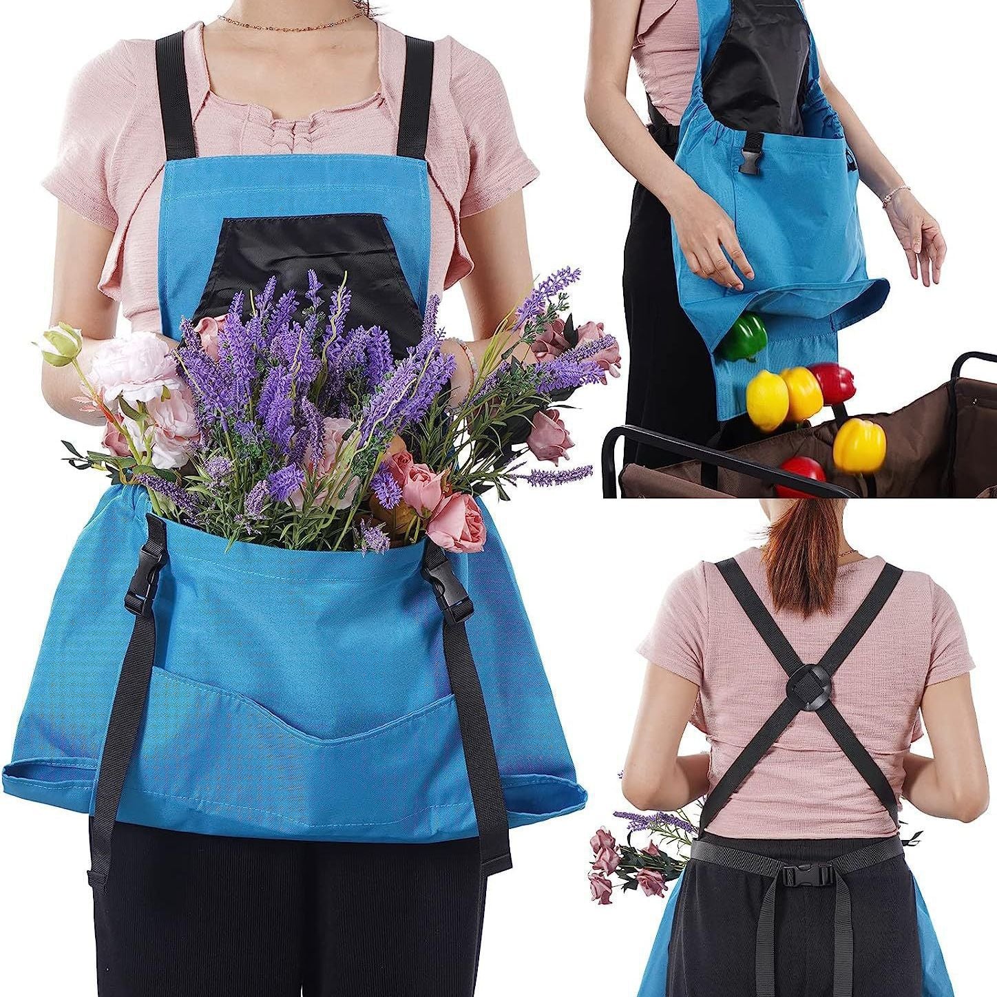 Water-Resistant Gardening Apron Waterproof Oxford Fabric Adjustable Fit with Tool Pockets