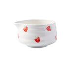 Japanese Matcha Bowl Set Ceramic Strawberry Design Traditional Tea Ceremony Cup