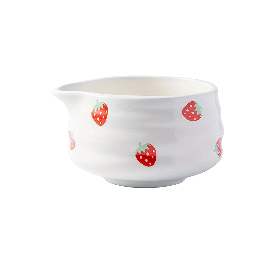 Japanese Matcha Bowl Set Ceramic Strawberry Design Traditional Tea Ceremony Cup