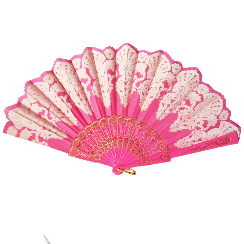 Ladies Hand Fan Elegant Artistic Design Wooden Frame Foldable Lightweight