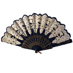 Ladies Hand Fan Elegant Artistic Design Wooden Frame Foldable Lightweight