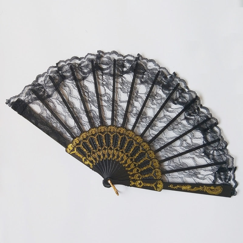 Women's Elegant Lace Fan Lightweight Compact Handheld Accessory for Weddings Parties