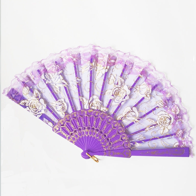 Ladies Designer Hand Fan Lightweight Floral Pattern Portable Accessory