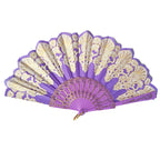 Ladies Hand Fan Elegant Artistic Design Wooden Frame Foldable Lightweight