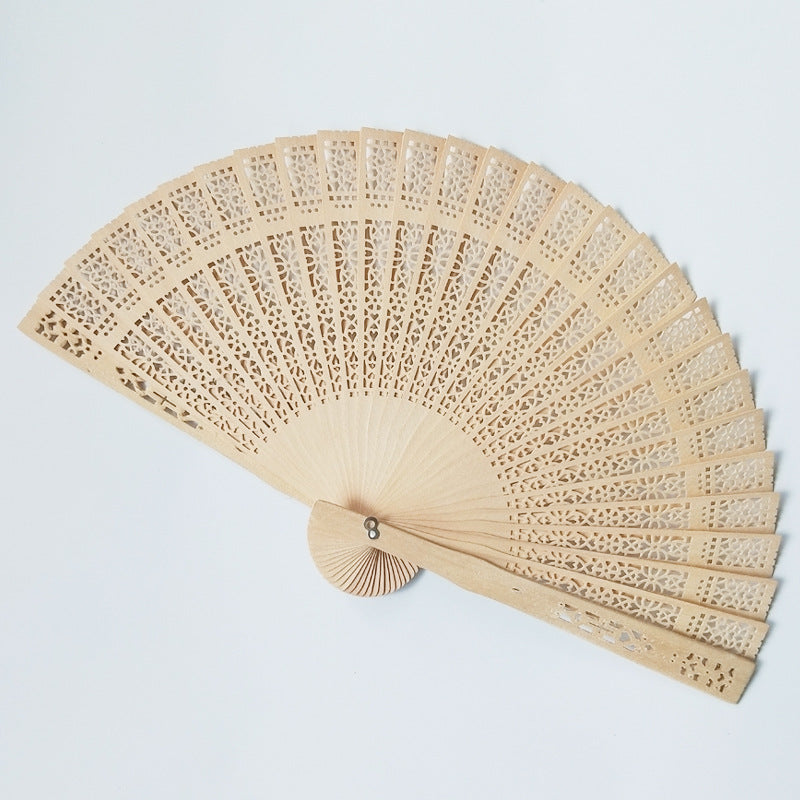 Ladies Decorative Hand Fan Wooden Intricate Cutout Lightweight Portable