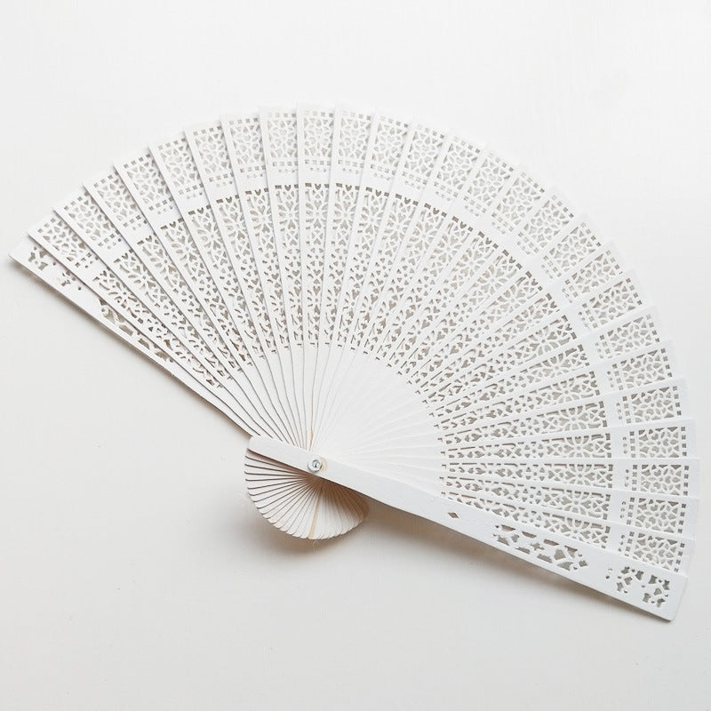 Women's Foldable Plastic Fan with Exquisite Filigree Pattern Elegant Hand Fan