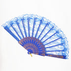Women's Lace Fan with Ornate Gold Decorations Elegant Foldable Handheld Fan