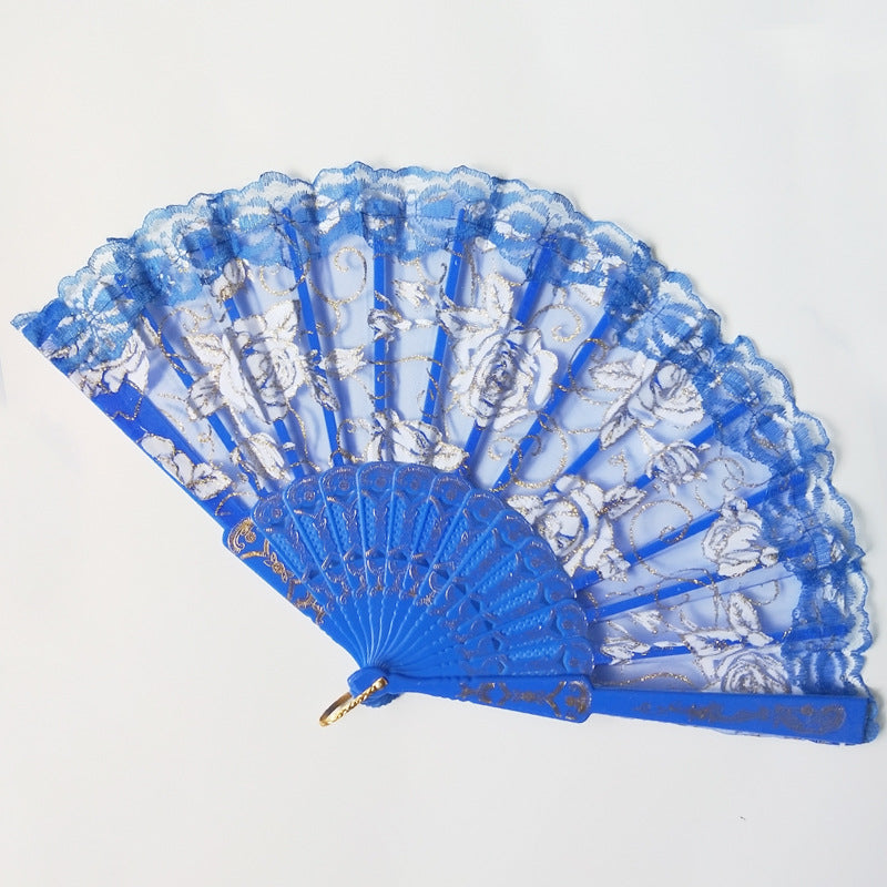 Ladies Fan Floral Lace Design Lightweight Portable Elegant Handheld Fan