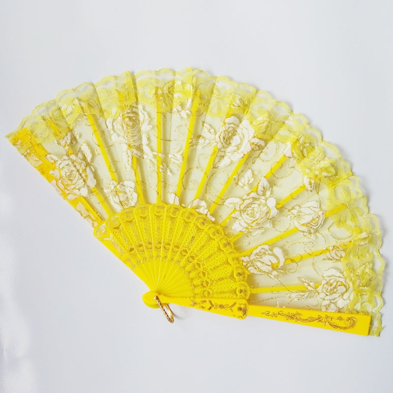 Women Decorative Fan Floral Lace Pattern Lightweight Elegant Accessory