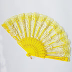 Ladies Elegant Lace Fan with Floral Embellishments Lightweight Folding Hand Fan