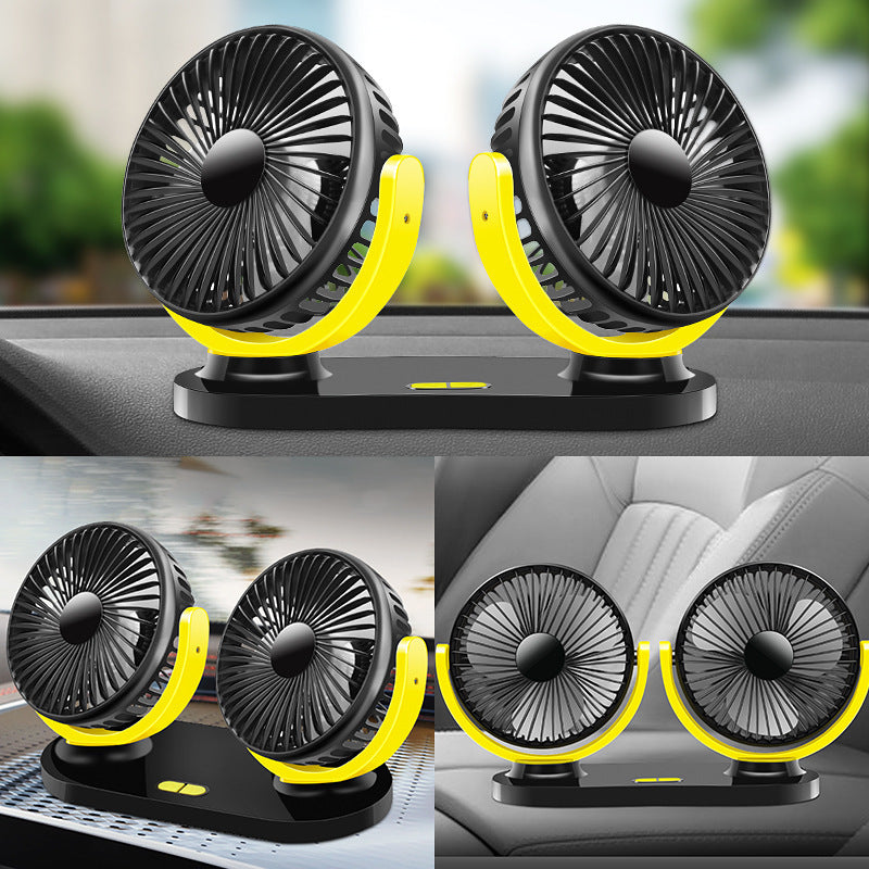 Dual Hurricane Desk Fan with Adjustable Twin Heads Quiet Operation Black Compact Design