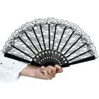 Women's Lace Fan with Elegant Gold Embellishment Lightweight Handheld Accessory