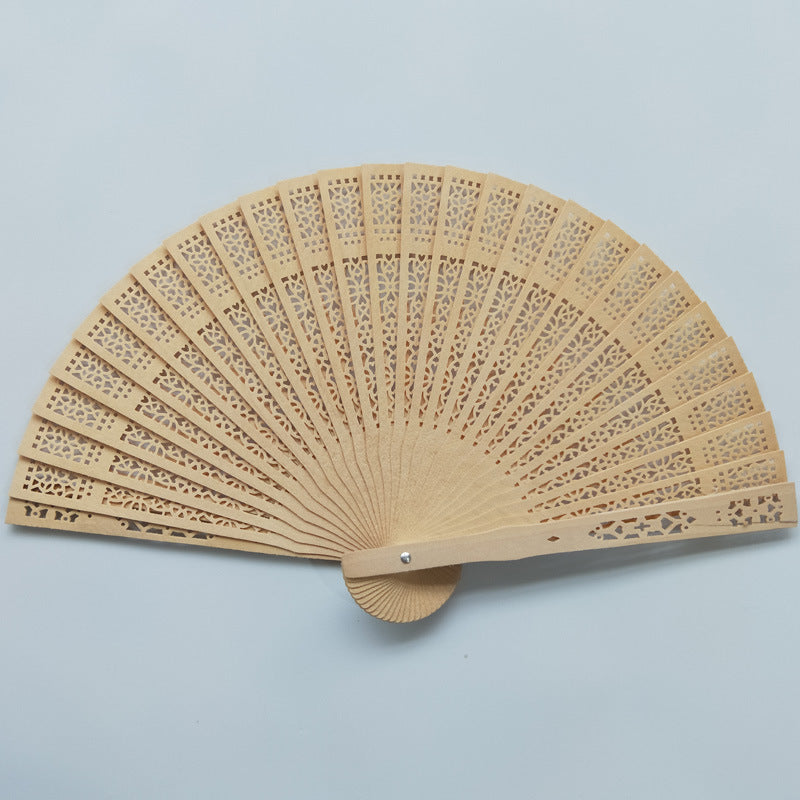 Ladies Decorative Hand Fan Red Floral Painting Paper Wood Foldable Accessory