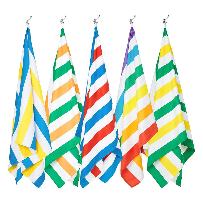 Brehn Large Cotton Blend Bath Towel Soft Absorbent Striped Design for Home Gym Beach